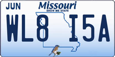 MO license plate WL8I5A