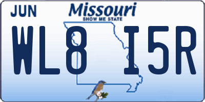 MO license plate WL8I5R