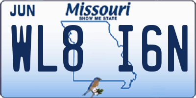 MO license plate WL8I6N