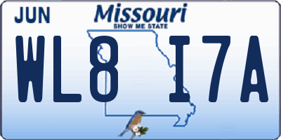 MO license plate WL8I7A