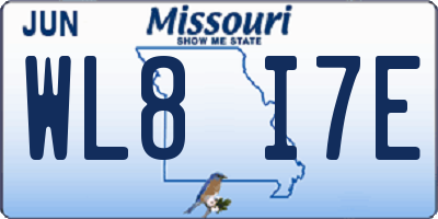 MO license plate WL8I7E