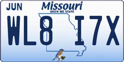 MO license plate WL8I7X