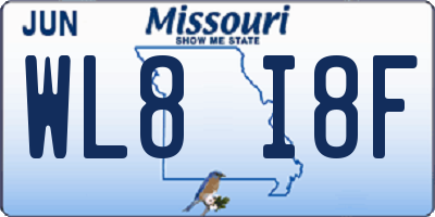 MO license plate WL8I8F