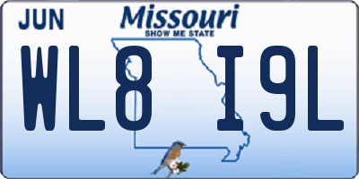 MO license plate WL8I9L