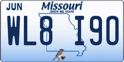 MO license plate WL8I9O