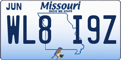 MO license plate WL8I9Z