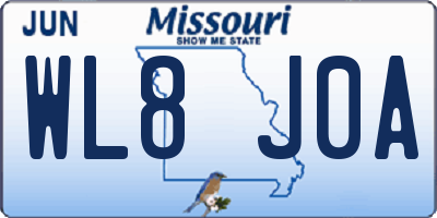 MO license plate WL8J0A