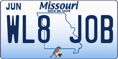 MO license plate WL8J0B