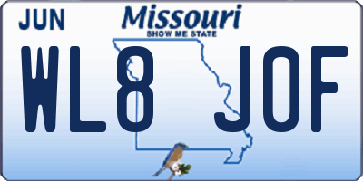 MO license plate WL8J0F
