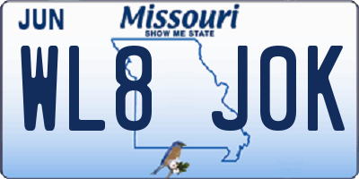 MO license plate WL8J0K