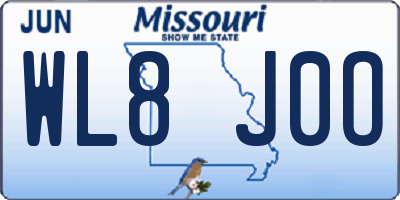 MO license plate WL8J0O