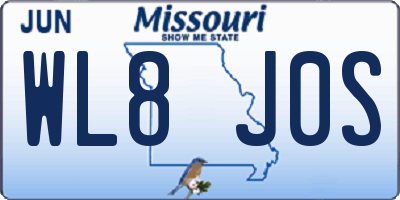 MO license plate WL8J0S