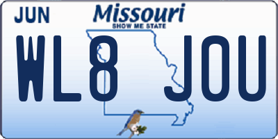 MO license plate WL8J0U
