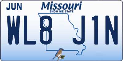 MO license plate WL8J1N