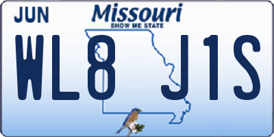 MO license plate WL8J1S