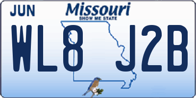MO license plate WL8J2B