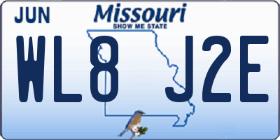 MO license plate WL8J2E