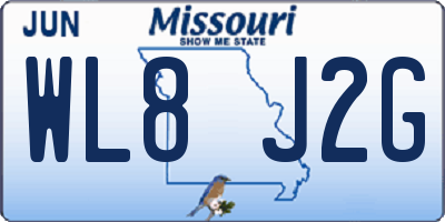 MO license plate WL8J2G