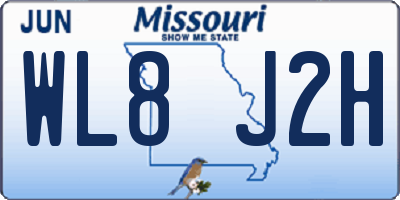 MO license plate WL8J2H