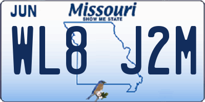 MO license plate WL8J2M