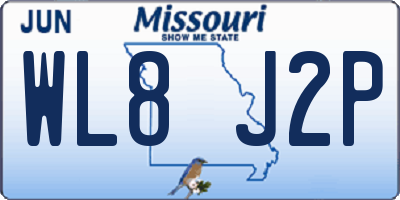 MO license plate WL8J2P