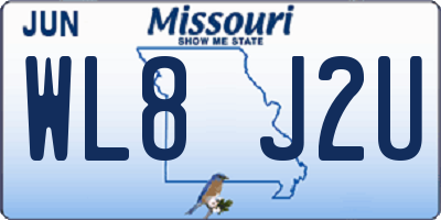 MO license plate WL8J2U