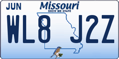 MO license plate WL8J2Z
