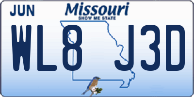 MO license plate WL8J3D
