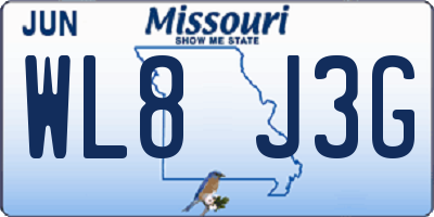 MO license plate WL8J3G