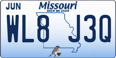 MO license plate WL8J3Q
