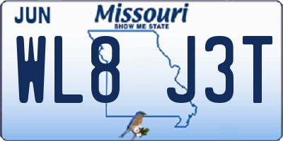MO license plate WL8J3T
