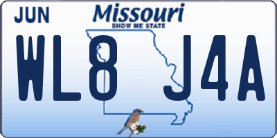 MO license plate WL8J4A