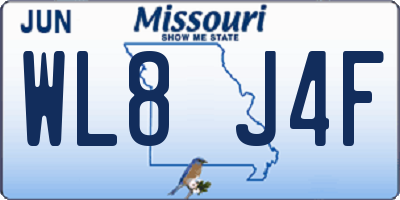 MO license plate WL8J4F