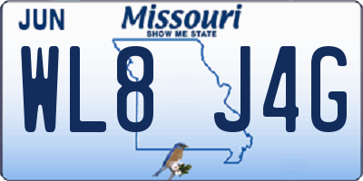 MO license plate WL8J4G