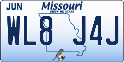 MO license plate WL8J4J