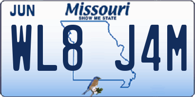 MO license plate WL8J4M