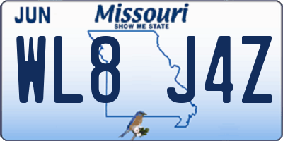 MO license plate WL8J4Z