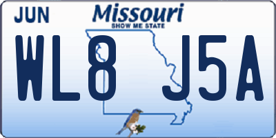 MO license plate WL8J5A