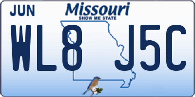 MO license plate WL8J5C