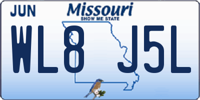 MO license plate WL8J5L