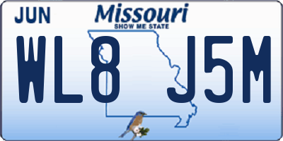 MO license plate WL8J5M