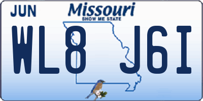 MO license plate WL8J6I