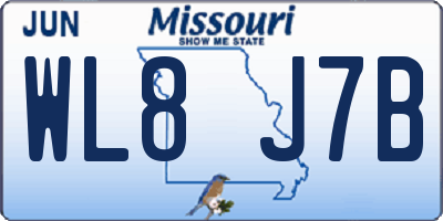 MO license plate WL8J7B