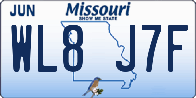 MO license plate WL8J7F