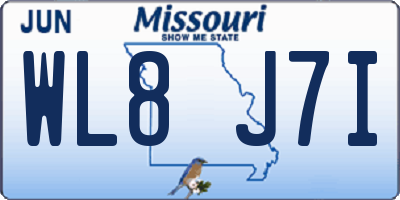 MO license plate WL8J7I