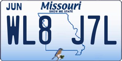 MO license plate WL8J7L