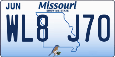 MO license plate WL8J7O