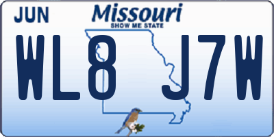 MO license plate WL8J7W