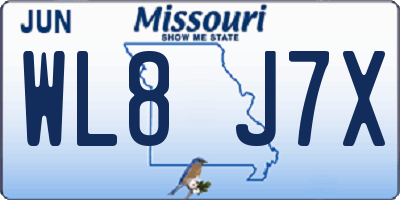 MO license plate WL8J7X