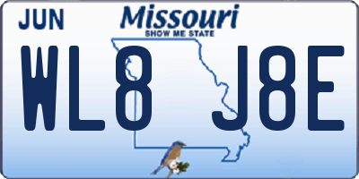 MO license plate WL8J8E